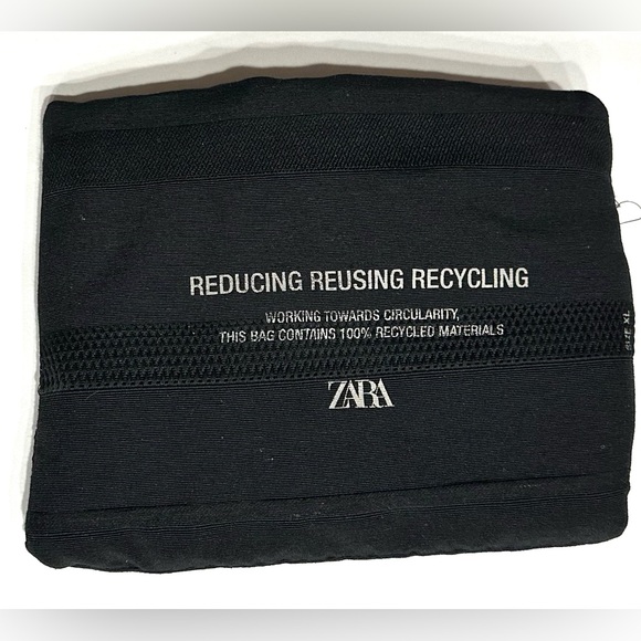 Zara Genuine Extra Large Black Shopper Tote Fabric Foldable Tote Reusable Bag - Picture 6 of 13